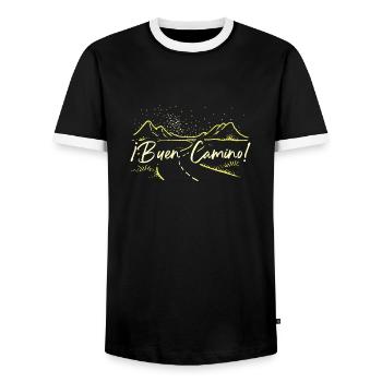 Buen camino Pilger pilgern Gruß Jakobsweg Geschenk - Männer Kontrast-T-Shirt - Schwarz/Weiß - Vorne - AI Model Female 172 light (172cm) & AI Model Male 178 light (178cm)