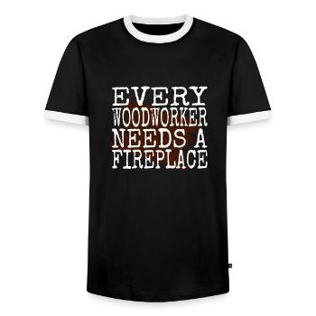 carpenter hoodies and sweatshirts chainsaw grab - Men's Ringer Shirt - black/white - Front - AI Model Female 172 light (172cm) & AI Model Male 178 light (178cm)