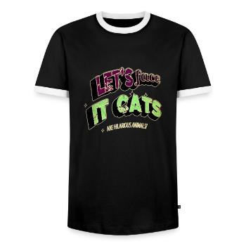 Cat Face Tshirts Birthday Present Pet Lover Happy - Men's Ringer Shirt - black/white - Front - AI Model Female 172 light (172cm) & AI Model Male 178 light (178cm)