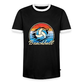Beachball Ocean vintage ball multi color B-Day gif - Men's Ringer Shirt - black/white - Front - AI Model Female 172 light (172cm) & AI Model Male 178 light (178cm)