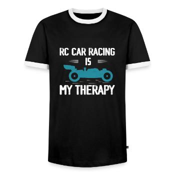 RC Car Racing Is My Therapy Remote Control Model - Men's Ringer Shirt - black/white - Front - AI Model Female 172 light (172cm) & AI Model Male 178 light (178cm)