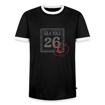 Eskişehir - Männer Kontrast-T-Shirt - Schwarz/Weiß - Vorne - AI Model Female 172 light (172cm) & AI Model Male 178 light (178cm)