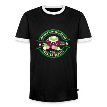 Japan - Matcha - Männer Kontrast-T-Shirt - Schwarz/Weiß - Vorne - AI Model Female 172 light (172cm) & AI Model Male 178 light (178cm)