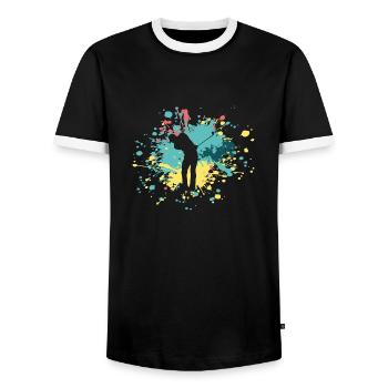 Joueur de golf Color Splash - T-shirt contrasté Homme - noir/blanc - Devant - AI Model Female 172 light (172cm) & AI Model Male 178 light (178cm)