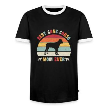 Meilleure canne Corso maman jamais amoureux des chiens vintage rétro - T-shirt contrasté Homme - noir/blanc - Devant - AI Model Female 172 light (172cm) & AI Model Male 178 light (178cm)