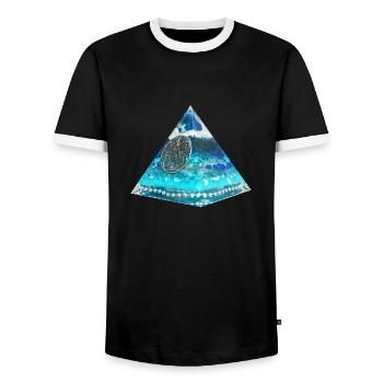Plejaden Pyramide - Männer Kontrast-T-Shirt - Schwarz/Weiß - Vorne - AI Model Female 172 light (172cm) & AI Model Male 178 light (178cm)