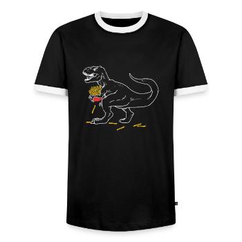 Pommesaurier Pommes Frites Dinosaurier T Rex Fritt - Männer Kontrast-T-Shirt - Schwarz/Weiß - Vorne - AI Model Female 172 light (172cm) & AI Model Male 178 light (178cm)