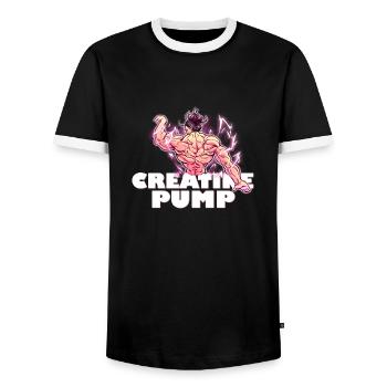 Creatine pump Anime Kreatin Motiv Muskeln Gym - Männer Kontrast-T-Shirt - Schwarz/Weiß - Vorne - AI Model Female 172 light (172cm) & AI Model Male 178 light (178cm)