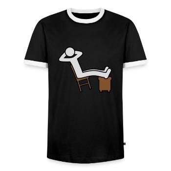 Man rests - Men's Ringer Shirt - black/white - Front - AI Model Female 172 light (172cm) & AI Model Male 178 light (178cm)
