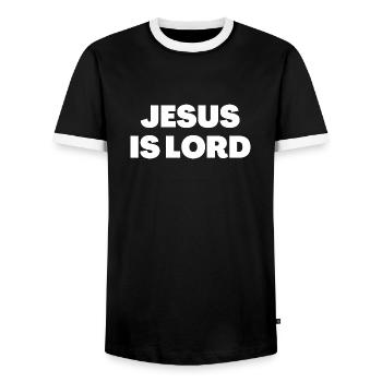 Jésus est Seigneur - Citations chrétiennes - T-shirt contrasté Homme - noir/blanc - Devant - AI Model Female 172 light (172cm) & AI Model Male 178 light (178cm)