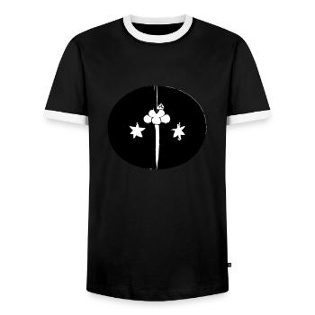 Sun Moon Mosaic Astrology Symbol Vector 07 - Men's Ringer Shirt - black/white - Front - AI Model Female 172 light (172cm) & AI Model Male 178 light (178cm)