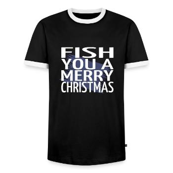 Pêche à la ligne Bateau de Noël Cadeau Ordinateur - T-shirt contrasté Homme - noir/blanc - Devant - AI Model Female 172 light (172cm) & AI Model Male 178 light (178cm)