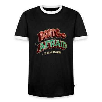 colourful women gay activist tshirts 30 years - Men's Ringer Shirt - black/white - Front - AI Model Female 172 light (172cm) & AI Model Male 178 light (178cm)