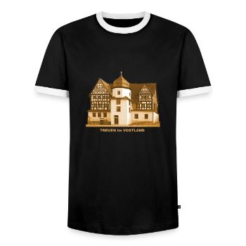 Treuen Schloss Vogtland Saxe - T-shirt contrasté Homme - noir/blanc - Devant - AI Model Female 172 light (172cm) & AI Model Male 178 light (178cm)
