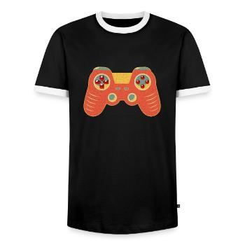 Controller Vintage Retro - Men's Ringer Shirt - black/white - Front - AI Model Female 172 light (172cm) & AI Model Male 178 light (178cm)
