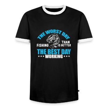 The Worst Day Fishing Is Better Then The Best Day - Men's Ringer Shirt - black/white - Front - AI Model Female 172 light (172cm) & AI Model Male 178 light (178cm)