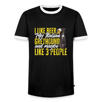 Italienischer Windspiel Windhund Hunde - Männer Kontrast-T-Shirt - Schwarz/Weiß - Vorne - AI Model Female 172 light (172cm) & AI Model Male 178 light (178cm)