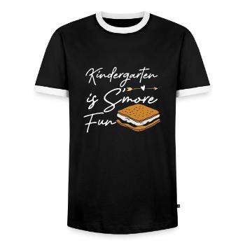 Kids Kindergarten Is Smore Fun Camping Marshmallow - Männer Kontrast-T-Shirt - Schwarz/Weiß - Vorne - AI Model Female 172 light (172cm) & AI Model Male 178 light (178cm)