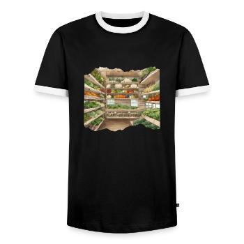 Gemüseständer im Anime-Stil pflanzliche Kraft - Männer Kontrast-T-Shirt - Schwarz/Weiß - Vorne - AI Model Female 172 light (172cm) & AI Model Male 178 light (178cm)