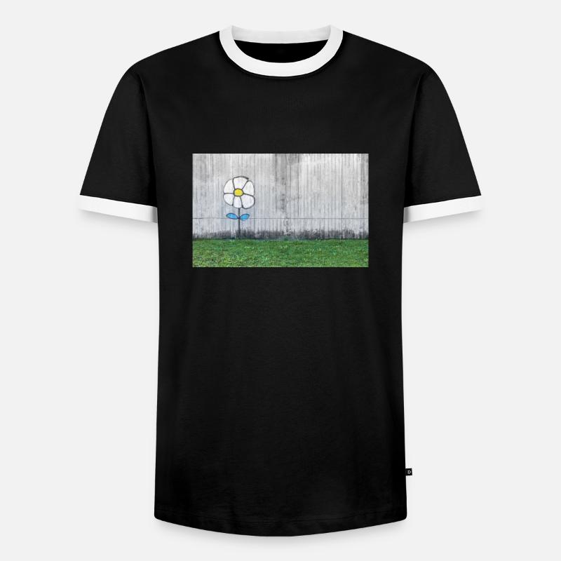 Graffiti eines Gänseblümchens - Männer Kontrast-T-Shirt - Schwarz/Weiß