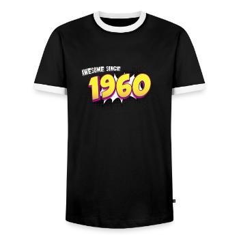Rétro 63e anniversaire dans le style Pop Art Comic Book - T-shirt contrasté Homme - noir/blanc - Devant - AI Model Female 172 light (172cm) & AI Model Male 178 light (178cm)