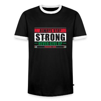 Always Stay Strong - Männer Kontrast-T-Shirt - Schwarz/Weiß - Vorne - AI Model Female 172 light (172cm) & AI Model Male 178 light (178cm)