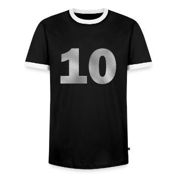 Anniversaire 10 ans - T-shirt contrasté Homme - noir/blanc - Devant - AI Model Female 172 light (172cm) & AI Model Male 178 light (178cm)