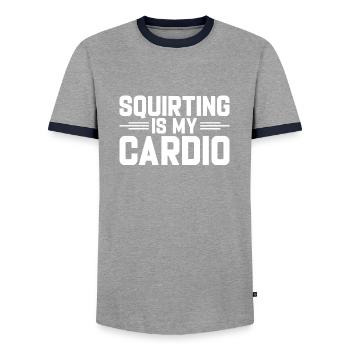 I Heart Squirters Adulte Blague J’Aime Éjaculer - T-shirt contrasté Homme - gris/marine  - Devant - AI Model Female 172 light (172cm) & AI Model Male 178 light (178cm)