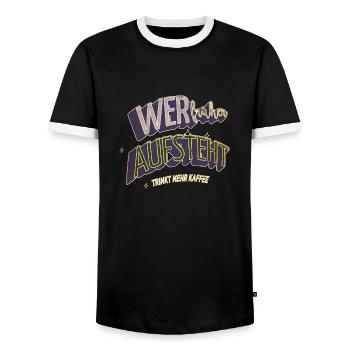 frühstück kaffeetasse coffeeshop humor geschenk - Männer Kontrast-T-Shirt - Schwarz/Weiß - Vorne - AI Model Female 172 light (172cm) & AI Model Male 178 light (178cm)