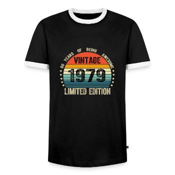 Vintage 1979 45 Years Old 45th Birthday Limited - T-shirt contrasté Homme - noir/blanc - Devant - AI Model Female 172 light (172cm) & AI Model Male 178 light (178cm)