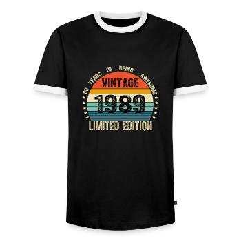 Vintage 1989 35 Years Old 39th Birthday Limited - T-shirt contrasté Homme - noir/blanc - Devant - AI Model Female 172 light (172cm) & AI Model Male 178 light (178cm)