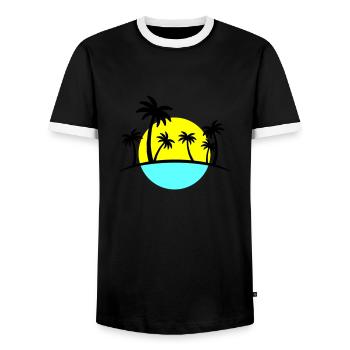 Palmiers de plage 3 - T-shirt contrasté Homme - noir/blanc - Devant - AI Model Female 172 light (172cm) & AI Model Male 178 light (178cm)