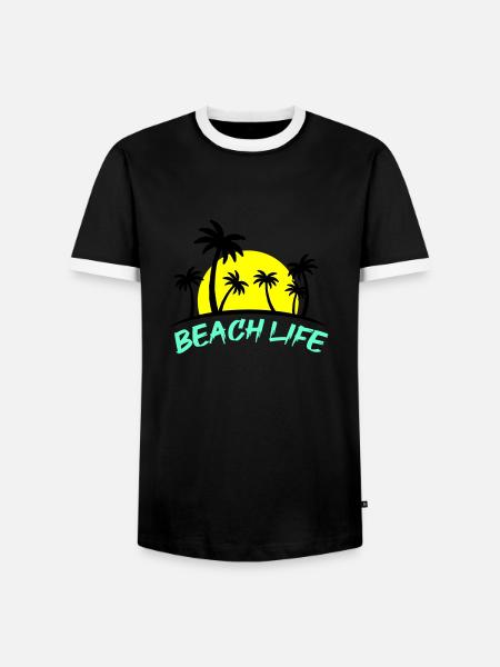 beach life - Men's Ringer Shirt - black/white