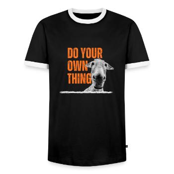 Esel - do your own thing - Männer Kontrast-T-Shirt - Schwarz/Weiß - Vorne - AI Model Female 172 light (172cm) & AI Model Male 178 light (178cm)