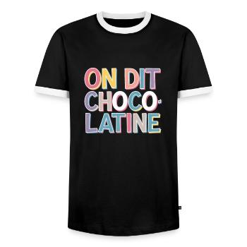 On dit chocolatine - T-shirt contrasté Homme - noir/blanc - Devant - AI Model Female 172 light (172cm) & AI Model Male 178 light (178cm)