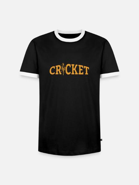 Cricket Lettering with Bat - Kricket - Männer Kontrast-T-Shirt - Schwarz/Weiß