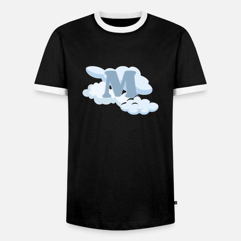 Blauer Buchstabe M - Männer Kontrast-T-Shirt - Schwarz/Weiß