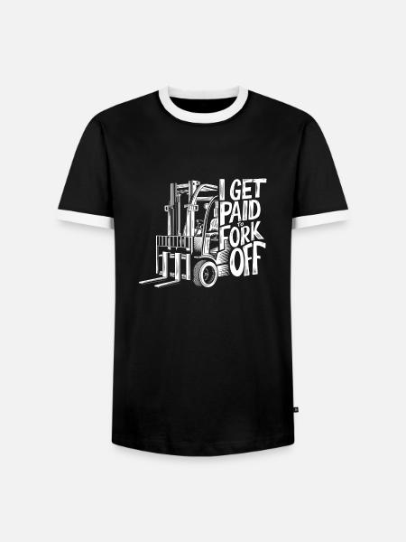 Fürs Gabeln bezahlt werden - Männer Kontrast-T-Shirt - Schwarz/Weiß