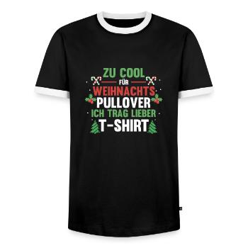 Santa Claus Christmas Ugly Christmas - Men's Ringer Shirt - black/white - Front - AI Model Female 172 light (172cm) & AI Model Male 178 light (178cm)