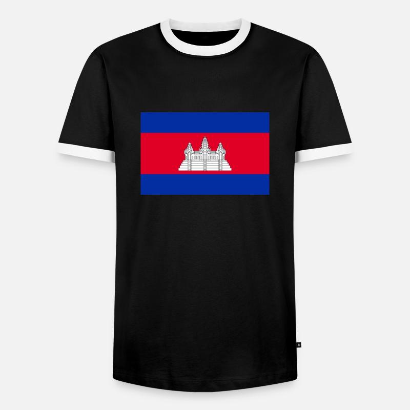 Kambodscha - Männer Kontrast-T-Shirt - Schwarz/Weiß