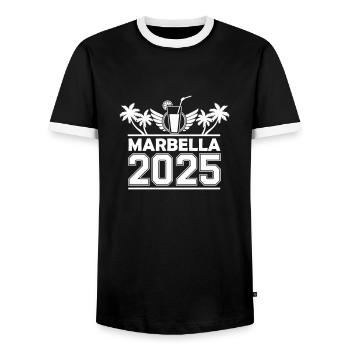 Marbella 2025 - T-shirt contrasté Homme - noir/blanc - Devant - AI Model Female 172 light (172cm) & AI Model Male 178 light (178cm)