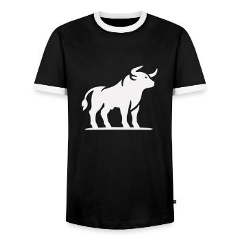 stier tier - Männer Kontrast-T-Shirt - Schwarz/Weiß - Vorne - AI Model Female 172 light (172cm) & AI Model Male 178 light (178cm)