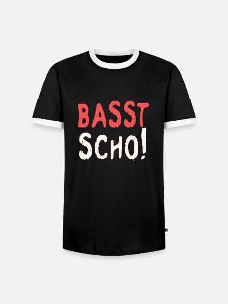 Basst scho rot baige text - Men's Ringer Shirt - black/white