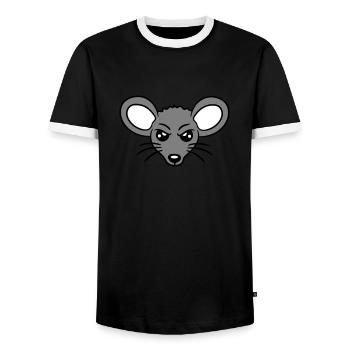 Mouse looks angry angry frustrated angry aggressive - Men's Ringer Shirt - black/white - Front - AI Model Female 172 light (172cm) & AI Model Male 178 light (178cm)