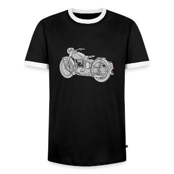 Motorcycle Sketch - Men's Ringer Shirt - black/white - Front - AI Model Female 172 light (172cm) & AI Model Male 178 light (178cm)