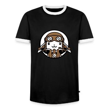 Hase Motorrad Fahren Biker Fahrer Roller Mofa Cool - Männer Kontrast-T-Shirt - Schwarz/Weiß - Vorne - AI Model Female 172 light (172cm) & AI Model Male 178 light (178cm)