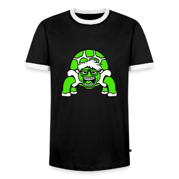 Turtle Nerd Horn-Rimmed Glasses Geek Smart Laughs Cool - Men's Ringer Shirt - black/white - Front - AI Model Female 172 light (172cm) & AI Model Male 178 light (178cm)