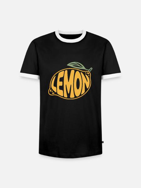 Zitrone - Cooles Frucht-Logo - Männer Kontrast-T-Shirt - Schwarz/Weiß