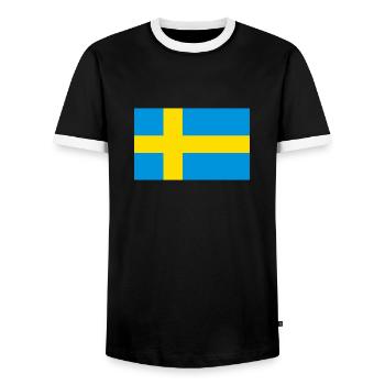 Schweden - Männer Kontrast-T-Shirt - Schwarz/Weiß - Vorne - AI Model Female 172 light (172cm) & AI Model Male 178 light (178cm)