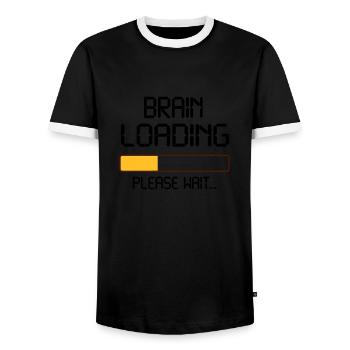 brain loading - Men's Ringer Shirt - black/white - Front - AI Model Female 172 light (172cm) & AI Model Male 178 light (178cm)